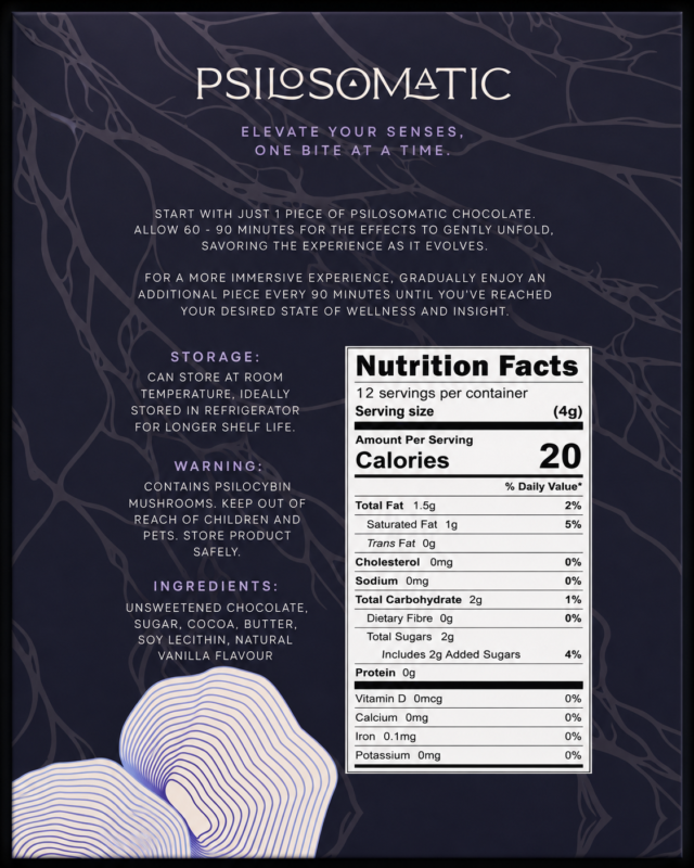 Psilosomatic Functional Chocolate – Dark Chocolate – 3000mg