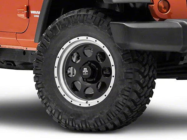 Mammoth 8 Aluminum Simulated Beadlock Black Wheel; 17×9; -6mm Offset (07-18 Jeep Wrangler JK)