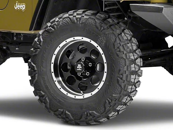 Mammoth 8 Simulated Beadlock Style Black Wheel; 16×8; 0mm Offset (97-06 Jeep Wrangler TJ)